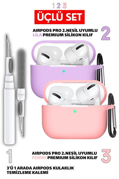 EWEC Üçlü Set | Pro 2.Nesil Uyumlu İkili Silikon Kılıf ve 3 in 1 Bluetooth Ku...