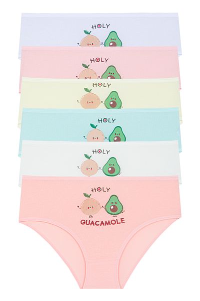 Miss Blue Moon Girl's Colorful Printed Panties 6 Pieces 6115