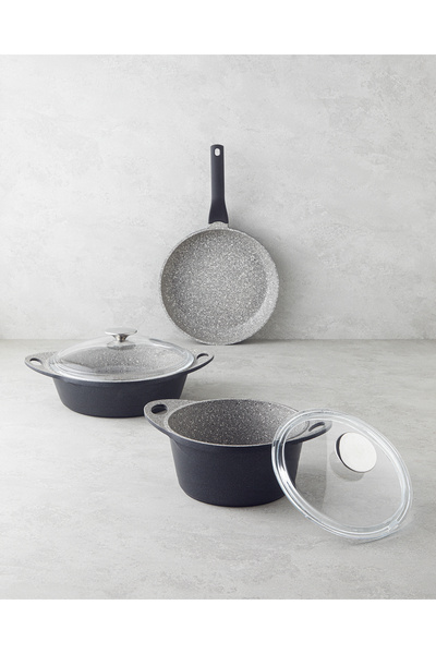 English Home Costa Alüminyum 5 Parça Tencere Seti 20-26-26 cm Gri