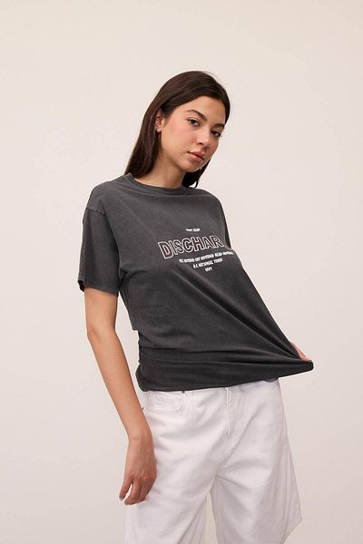 Addax P10262-M7 Model DISCHARGE Printed Faded Effect T-Shirt