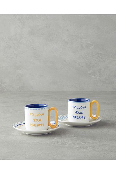 English Home Jolly Waves New Coffee Cup Set - Yellow and Blue