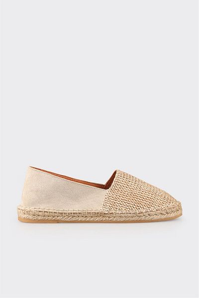 Elle Shoes حذاء اسبادريل نسائي من الجلد باللون البيج
