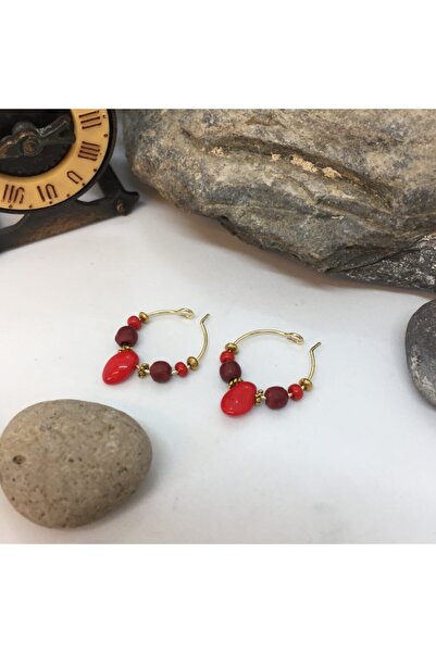 Porsuk Alternatif اليدوية العرقية أصيلة الهبي البوهيمي الخزف الأحمر الأقراط