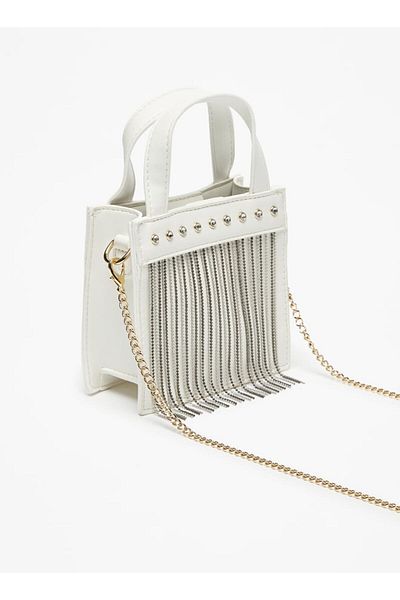Flora Bella by Shoexpress Studded Crossbody Bag with Metallic Tassels and Chain Strap