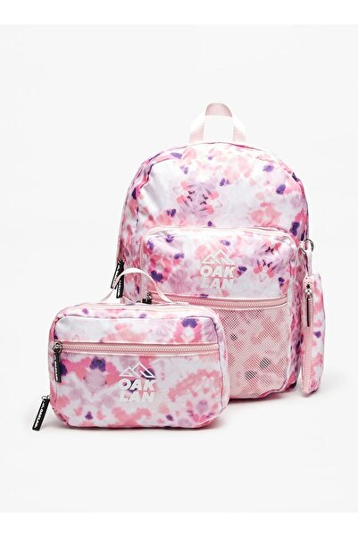 Oaklan by Shoexpress حقيبة ظهر بطبعة شعار مع حقيبة غداء وحقيبة أقلام - 42x30x...