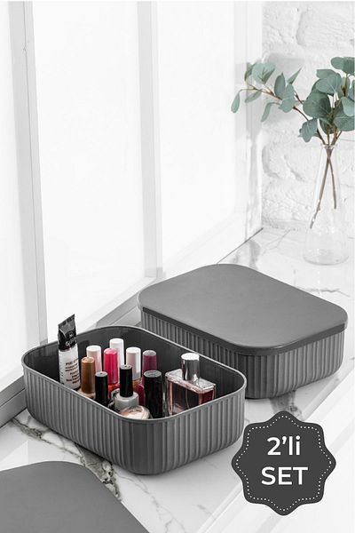Vienev 3.2 Liter Anthracite 2-Piece Line Storage Box with Lid