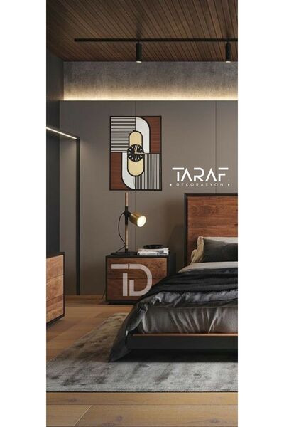 Taraf Dekorasyon Pisatto 41x58 Dekoratif Asimetrik Tablo Lazer Duvar Saati