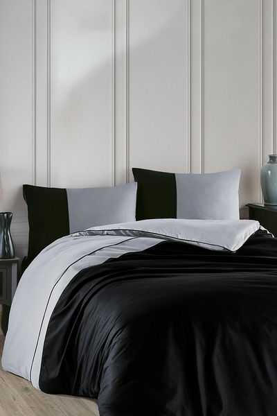 Altınbaşak Thor Black Gray Single Ranforce Duvet Cover Set