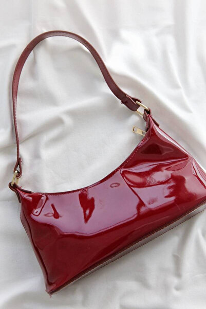 Ksburda Women's Burgundy Patent Leather Shoulder Bag