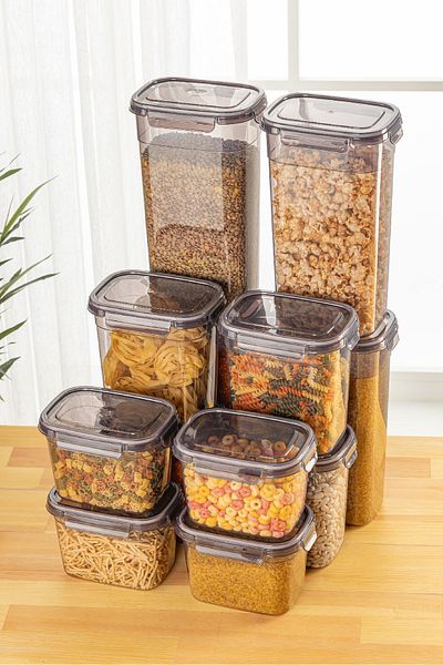 Vienev Set of 12 Rectangular Storage Containers with Screen Printing Labels - 4X(3.2 2 1.3 Liter)