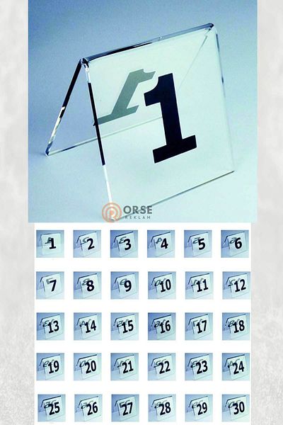 Orse Reklam رقم الطاولة زجاج شبكي من 1 إلى 20