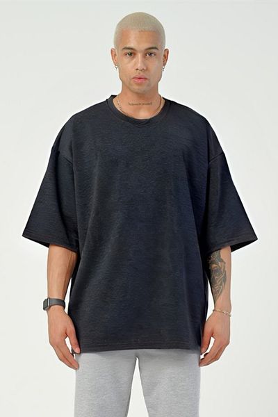 BayBayan Ανδρικό Oversize βαμβακερό T-Shirt - Crew Neck