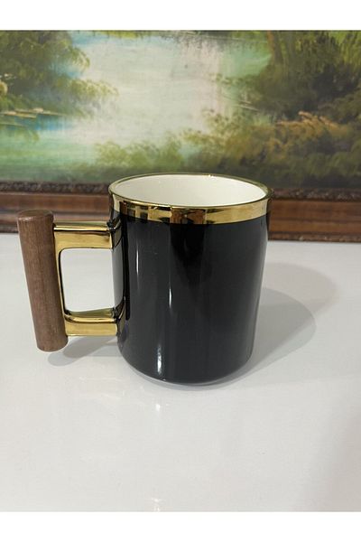 Lavin Premium Colored Porcelain Mug with Wooden Handle