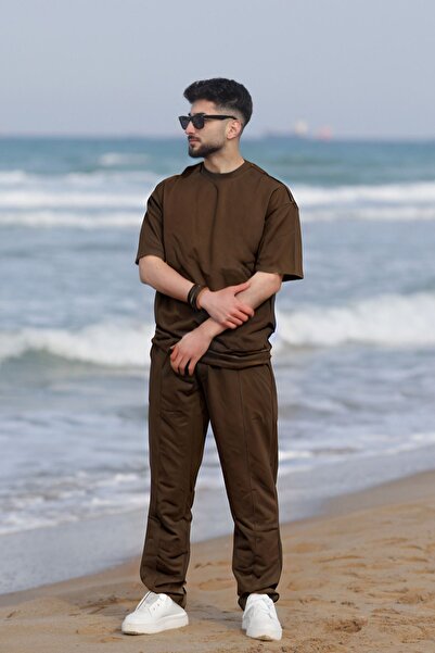 BayBayan Ανδρικό σετ καλοκαιρινής πιτζάμες με λαιμόκοψη με τσέπες, χαλαρή εφα...