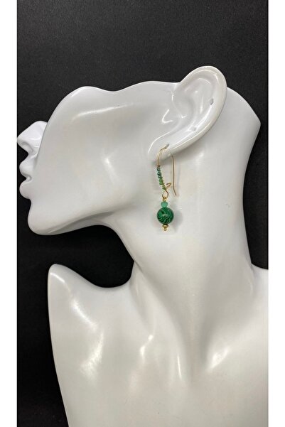 Porsuk Alternatif Handmade Natural Stone (Malachite) Women's Earrings
