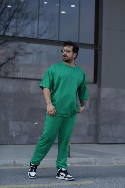 BayBayan Ανδρικό σετ καλοκαιρινής πιτζάμες με κοντό μανίκι Oversize Crew Neck