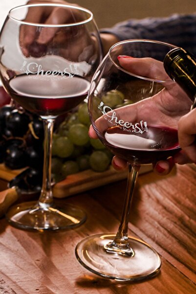 Hediyesepeti Cheers Tasarımlı Yılbaşı Konsept Piedmont Şarap Kadeh Seti
