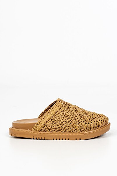Feyz istanbul Closed Front Mink Straw Women's Slippers - Milan