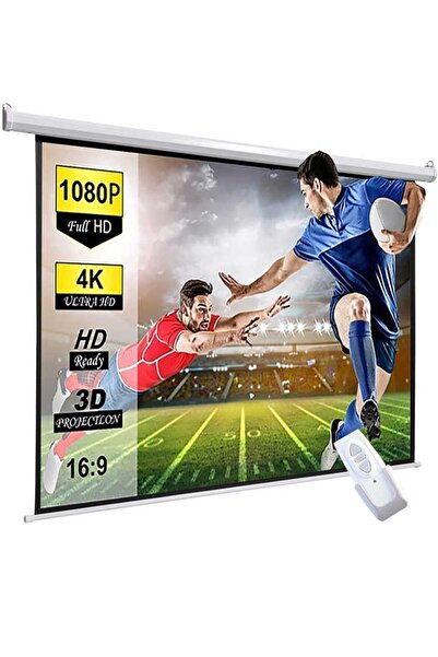 Genel Markalar Beyaz M70 180x180cm Motorlu Kumandalı Projeksiyon Perdesi-beya...