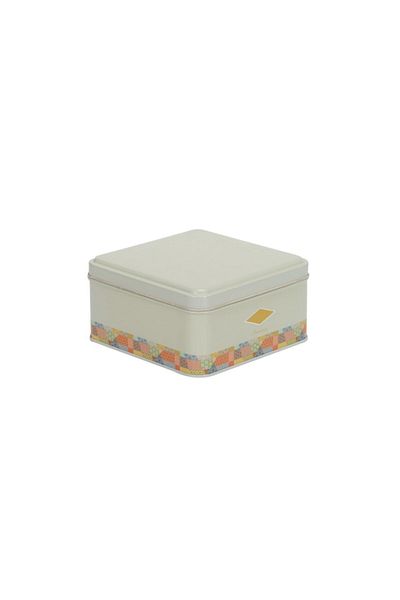 EVLE Ef026-57 Morocco Green Patterned Square Metal Storage Container 16x16 Cm