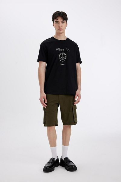 DeFacto Relax Fit Gabardine Cargo-Bermudashorts mit geradem Bein C5382ax24sm