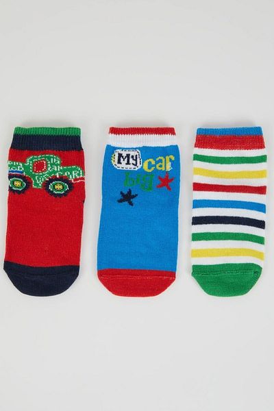 DeFacto Set of 3 Cotton Long Socks for Baby Boy - A1397a5ns