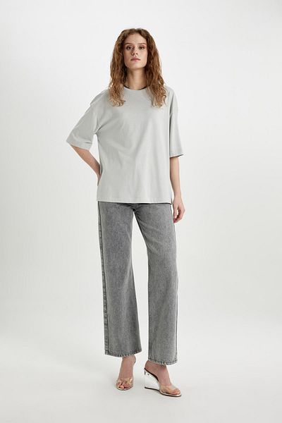 DeFacto Oversize bavlněné tričko Crew Neck Oversize – krátký rukáv, široký střih C0099Ax24Sm