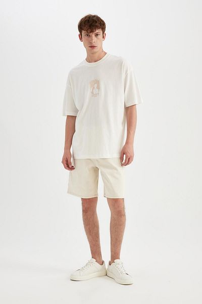 DeFacto Μπλουζάκι με κοντό μανίκι One Piece Oversize Fit Crew με στάμπα C5870AX24HS