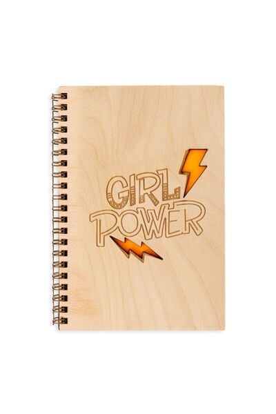 Hediyesepeti Girl Power 8 см x 12 см, без лінійок, 48 аркушів, зошит з дерев'яною обкладинкою