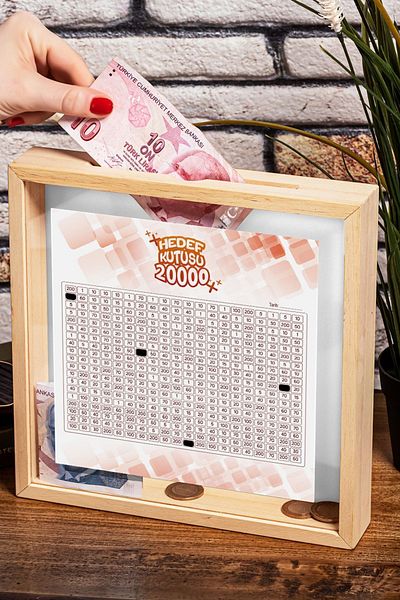 Hediyesepeti Parabox Wooden Target Box with 3 Different Targets Money Savings Piggy Bank Assortment Sticker