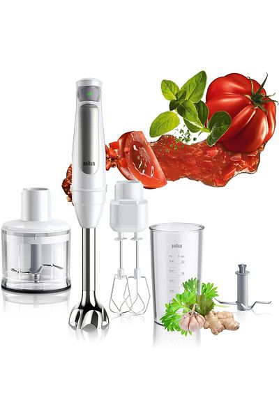 Braun Hand Blender 500ml chopper, Double beater, Active Blade, SmartSpeed, PowerBell Plus -MQ7035XBI