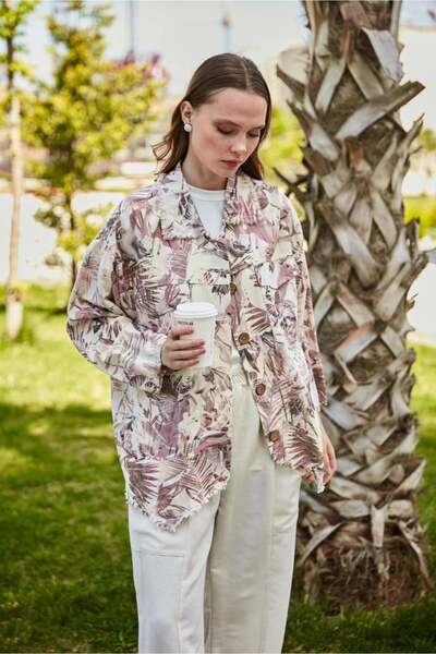 Garzia İtalia Linen Jacket - Leaf Pattern