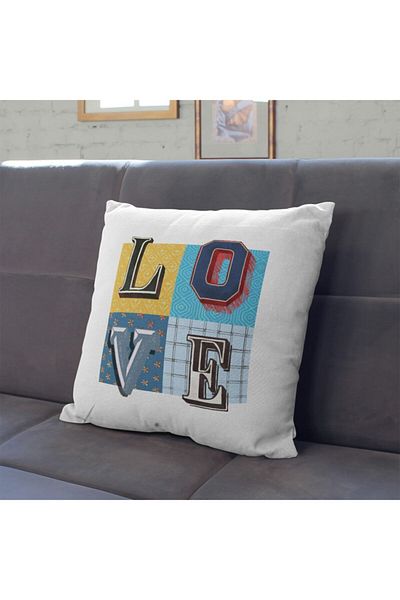Hediyesepeti Vintage Love Designed Lover Gift Pillow - Διακοσμητικό μαξιλάρι ριχτάρι με τυπωμένο κείμενο