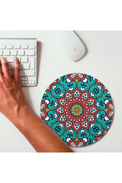 Hediyesepeti Colorful Mandala Design Round Mouse Pad - Mousepad - Mouse Pad - Mouse Pad
