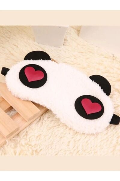 MAZEN Yıkanabilir Uyku Maskesi Göz Bandı Peluş Panda Model Unisex