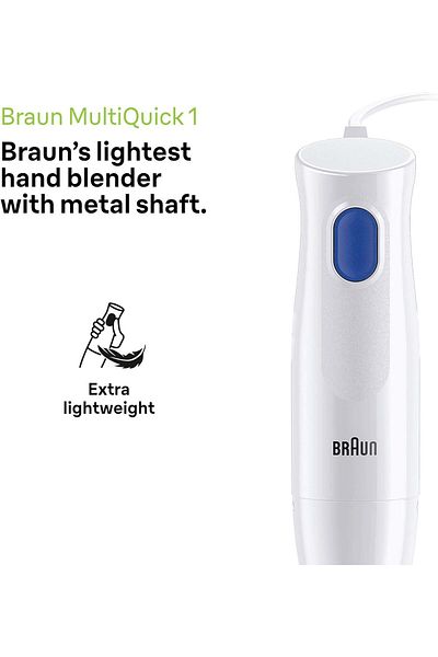 Braun خلاط يدوي مالتي كويك 1، مفرمة 350 مل، خفاقة، خفيف الوزن، دورق 600 مل - MQ10.202M WH
