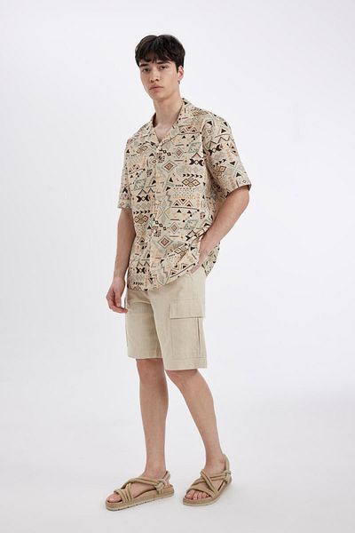 DeFacto Cargo-Bermudashorts im Leinen-Look mit normaler Passform B5676ax24sm