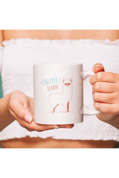 Hediyesepeti كوب بورسلين بتصميم لاما رائع - كوب مطبوع