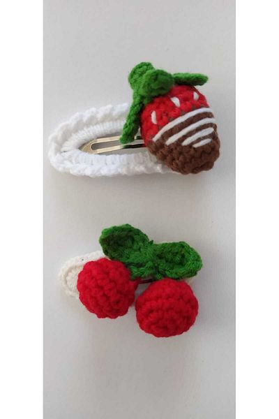 Kadın Girişimciler Atölyesi 2-Piece Niche Snap Buckle - Red Fruits Cherry-Strawberry Handmade