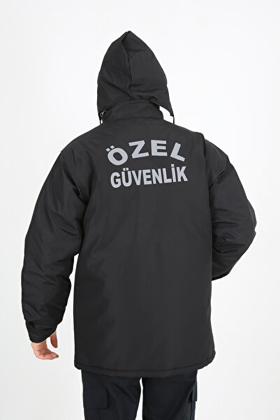 ModaCanel Güvenlik Kaban (Gizli Kapşonlu,Armalı ve Sırt Baskılı,Özel Güvenlik)