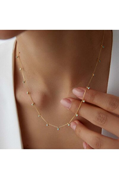 HAMZA YILMAZ MÜCEVHERAT Minimal Firuze Taşlı Altın Kolye