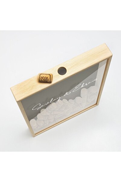 Hediyesepeti Çiftlere Özel Ahşap Dekoratif Şarap Mantarı Koleksiyon Kutusu