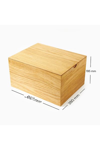 Hediyesepeti 280x360x195 Mm Insert Lid Oak Wood Box - Natural Oak Covered Large Wooden Chest Box