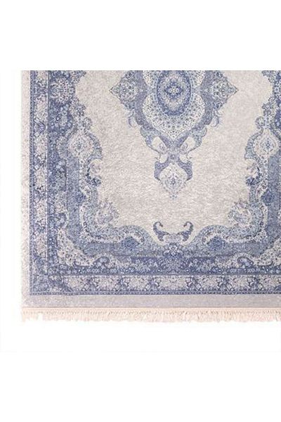 In House Soft Velvet Turkish Rectangular Door & Bath Mat -Blue - 60x40 cm