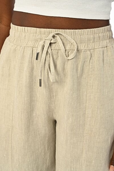 Orfeo Negro Γυναικεία Άνετη Εφαρμογή - Φυσικό Παντελόνι με Φαρδιά Πόδια και Ελαστική Μέση