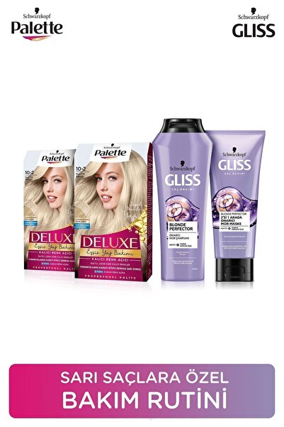 Gliss 10-2 Platin Sarısıx2 Adet+blonde Perfector Mor Şampuan 250ml + Blonde Perfector Mor Maske 200ml