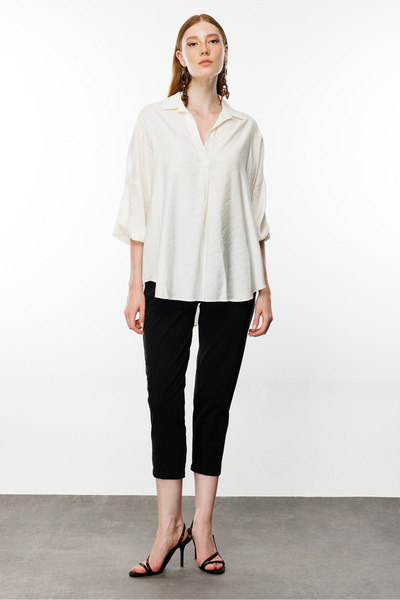 Nefeli Düşük Kol Oversize Gömlek