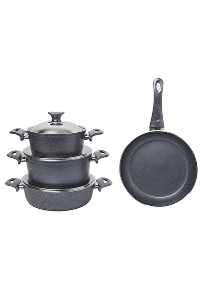 In House | 7 Pieces Turkish Granite Cookware Set With Steel Lid