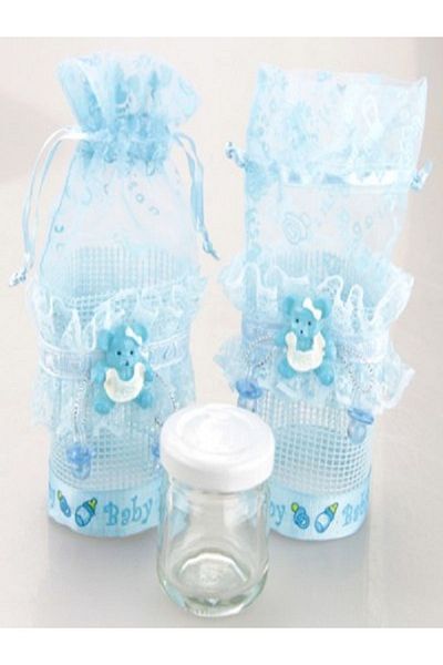 Kazanabil BABY POUCH WITH BEAR AND PATTERNED CORNER AND BABY POUCH 10 PIECES BLUE
