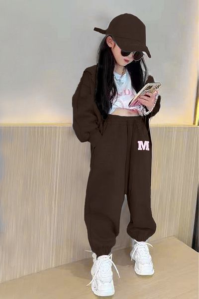 Machetta Girl's Luxury Tracksuit Set - Special Design, Zippered Cardigan, M Printed